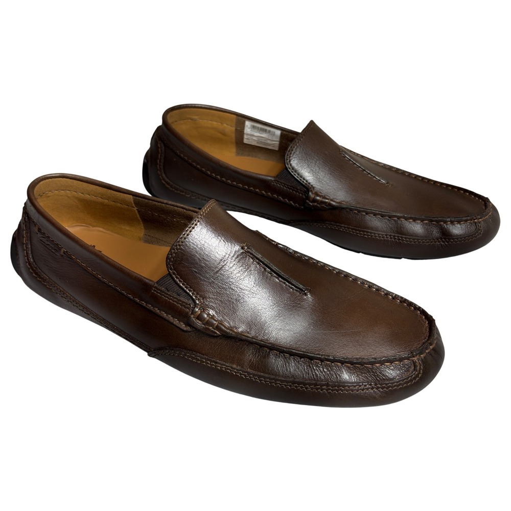 Clarks Ashmont Race Loafers Mens 12 Brown Smooth Leather Driving Mocs Slip On